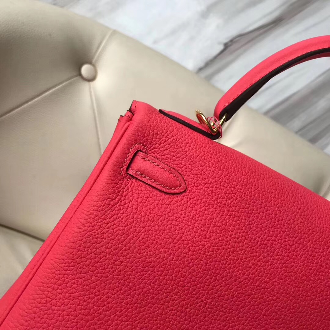 Singapore shilonggang Hermes Kelly 25cm Togo T5蜜桃粉 Rose Jaipur 金扣