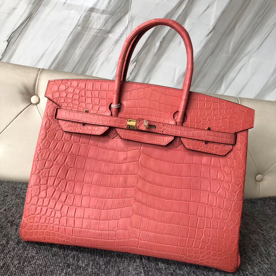 臺中市愛馬仕包包 Hermes Birkin 35cm Nilo Crocodile A5 Bouganinviller杜鵑紅