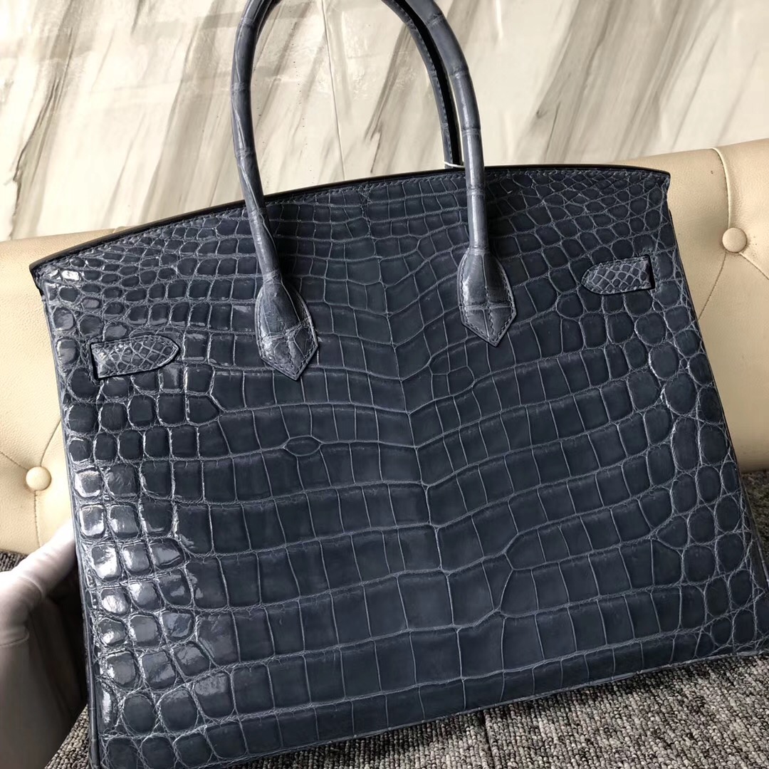 臺灣臺中市愛馬仕鉑金包 Hermes Birkin 35cm 尼羅鱷 CK75牛仔藍 Blue Jean