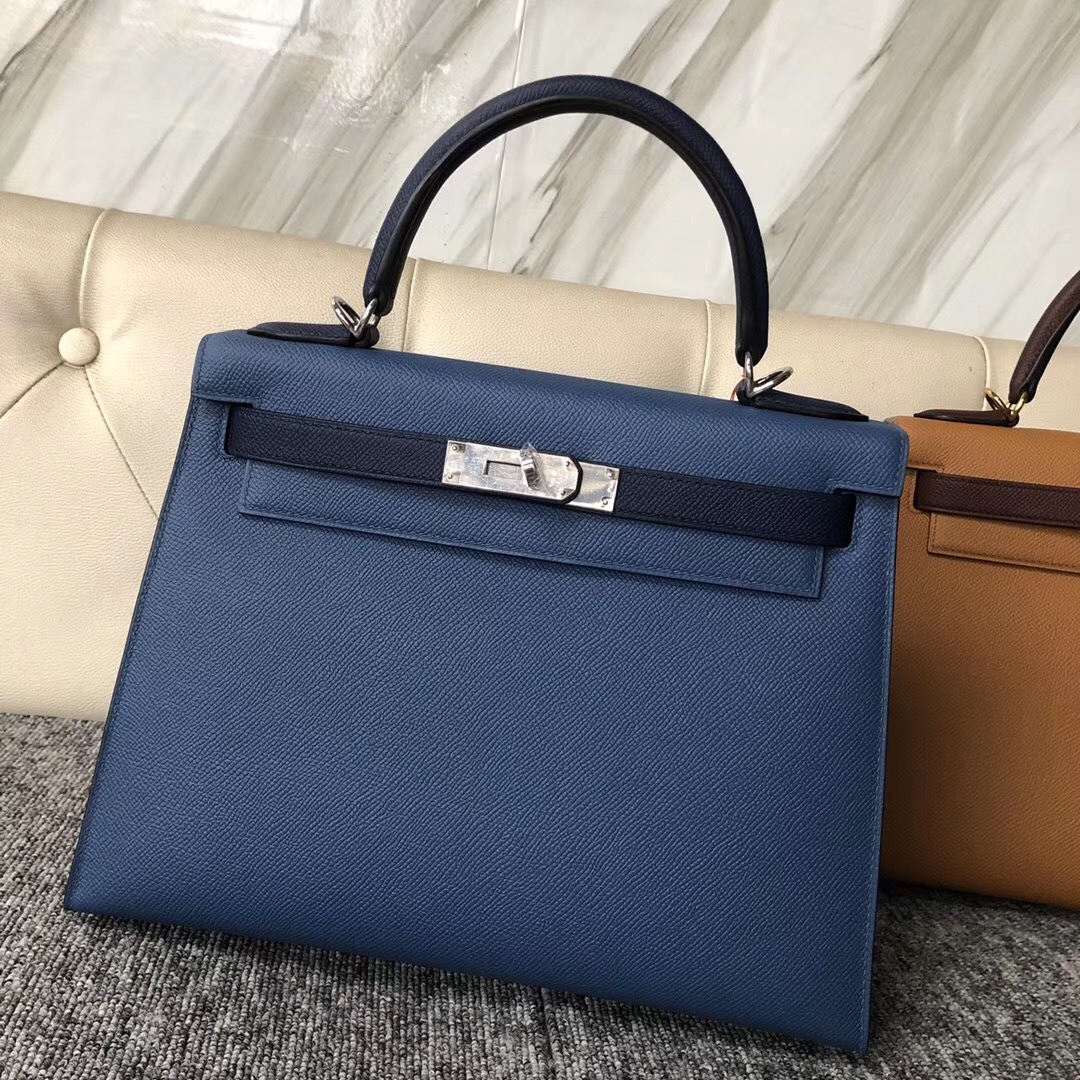 新北市凱莉包多少錢 Hermes Kelly 28cm Epsom R2瑪瑙藍/CK73寶石藍