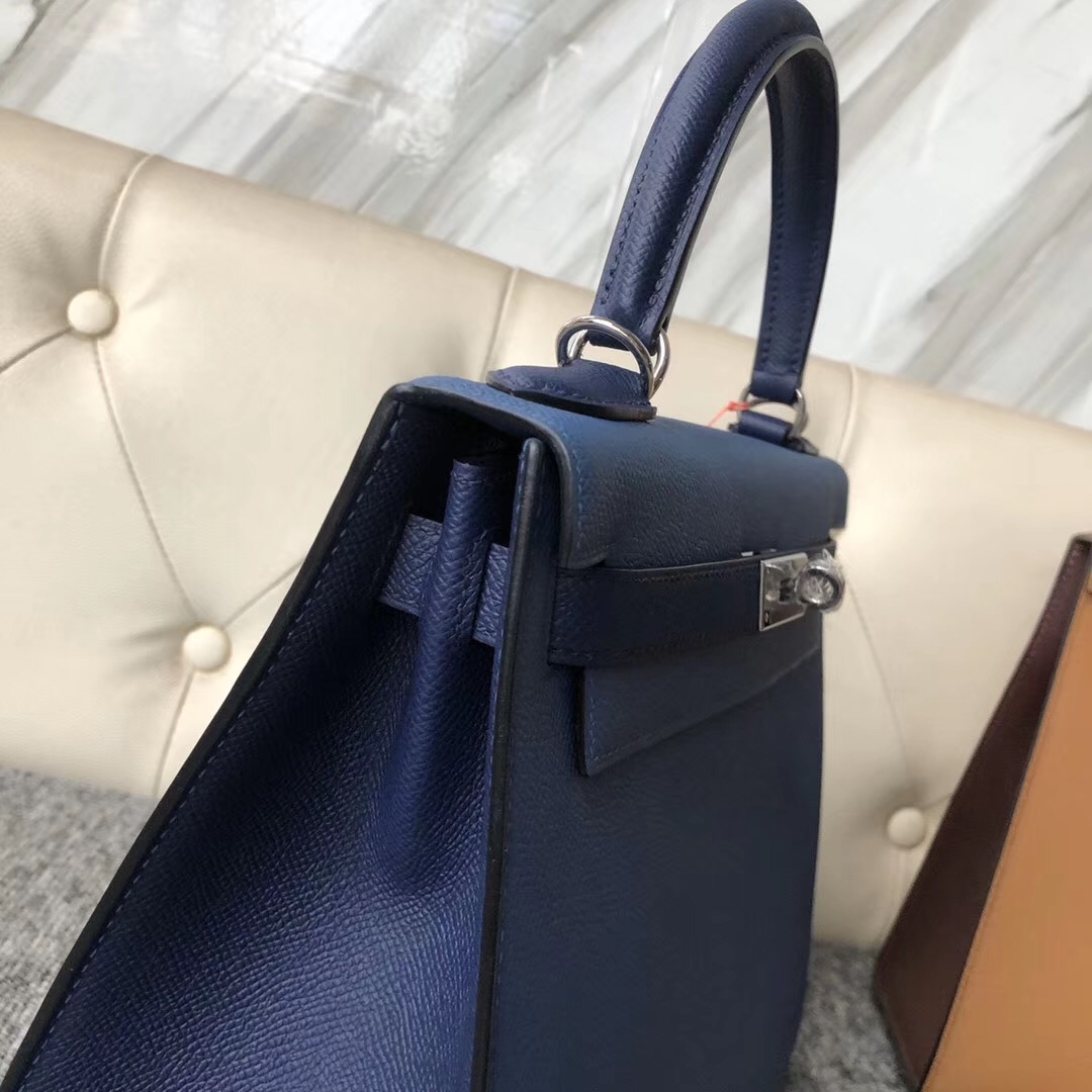 新北市凱莉包多少錢 Hermes Kelly 28cm Epsom R2瑪瑙藍/CK73寶石藍