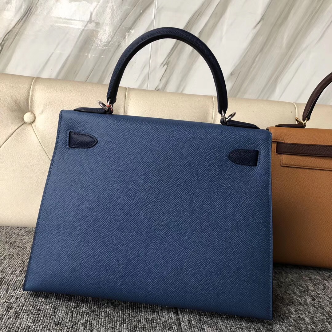 新北市凱莉包多少錢 Hermes Kelly 28cm Epsom R2瑪瑙藍/CK73寶石藍