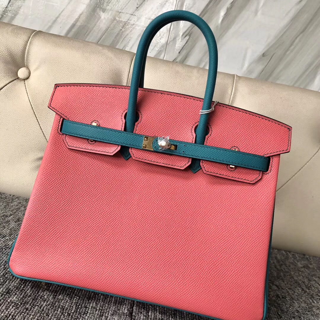 Taipei Taiwan Hermes Birkin 25cm Epsom 8W Rose azalee 7F Blue Paon