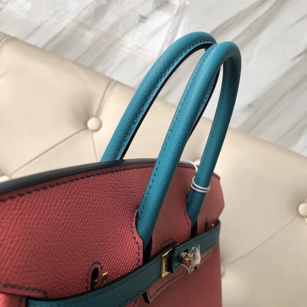 Taipei Taiwan Hermes Birkin 25cm Epsom 8W Rose azalee 7F Blue Paon