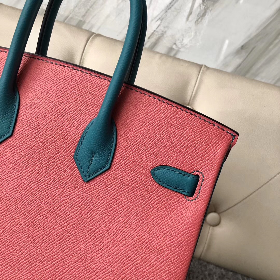 Taipei Taiwan Hermes Birkin 25cm Epsom 8W Rose azalee 7F Blue Paon