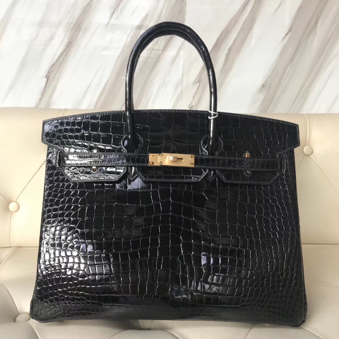 香港灣仔區愛馬仕鉑金包價格 Hermes Birkin 35cm 禦用原廠HCP灣鱷 CK89黑色