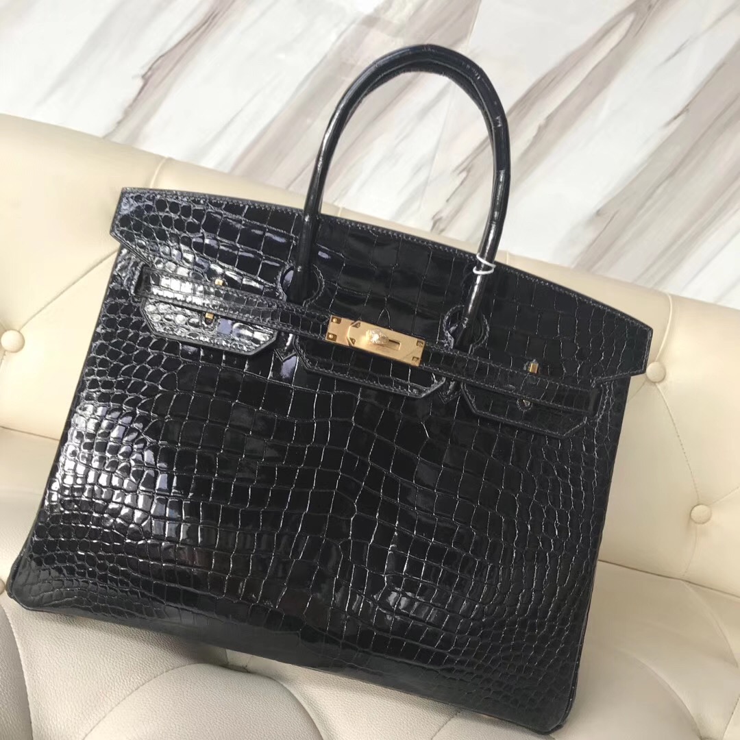 香港灣仔區愛馬仕鉑金包價格 Hermes Birkin 35cm 禦用原廠HCP灣鱷 CK89黑色