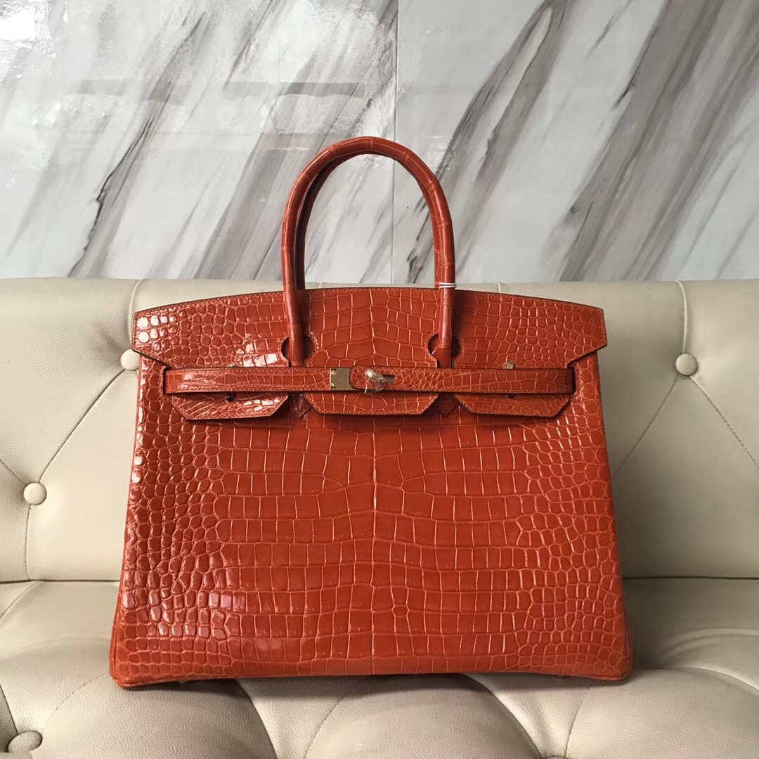 Hong Kong Hermes Birkin 35cm 8V罌粟橙 Orange Poppy 禦用原裝HCP灣鱷