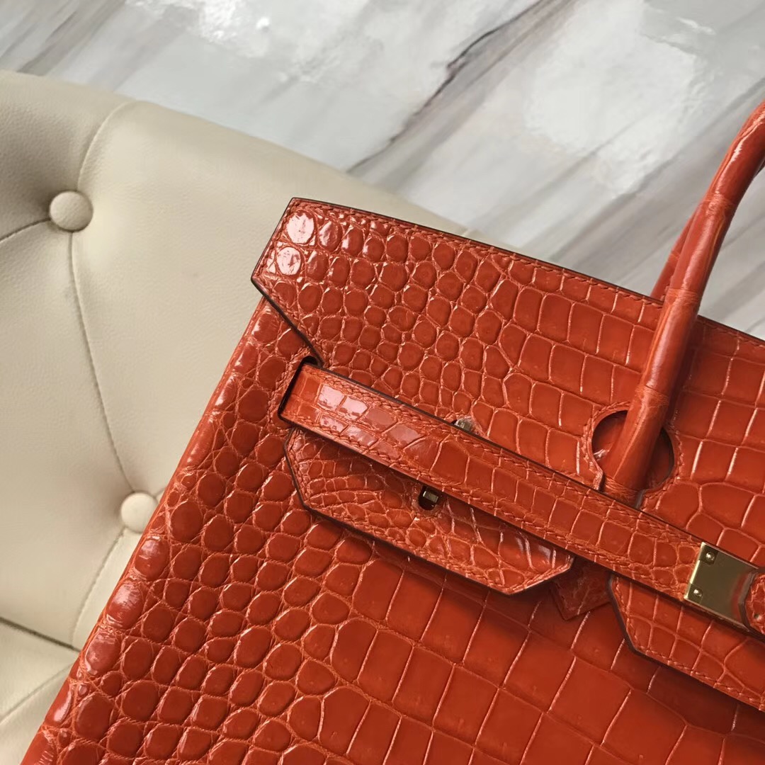 Hong Kong Hermes Birkin 35cm 8V罌粟橙 Orange Poppy 禦用原裝HCP灣鱷