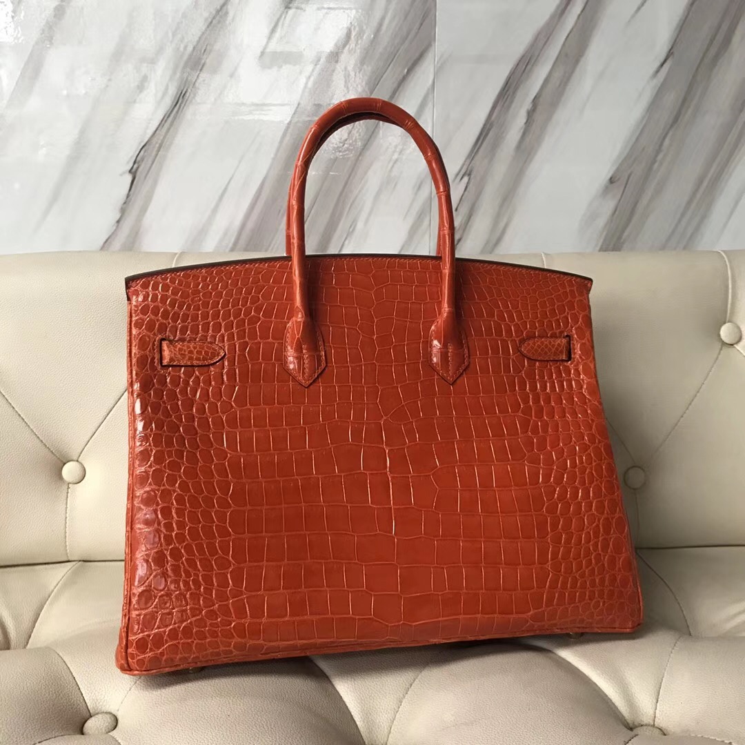 Hong Kong Hermes Birkin 35cm 8V罌粟橙 Orange Poppy 禦用原裝HCP灣鱷