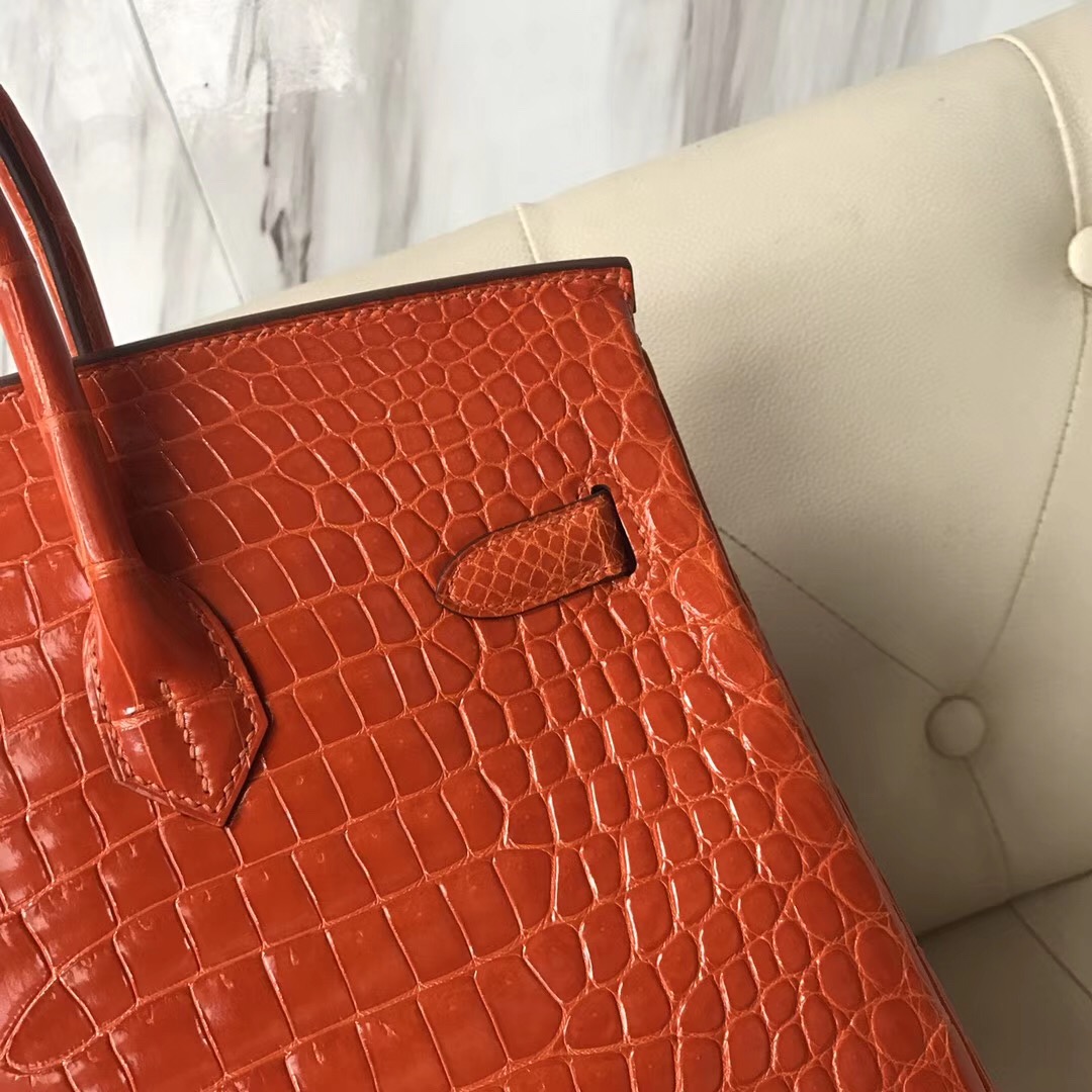 Hong Kong Hermes Birkin 35cm 8V罌粟橙 Orange Poppy 禦用原裝HCP灣鱷