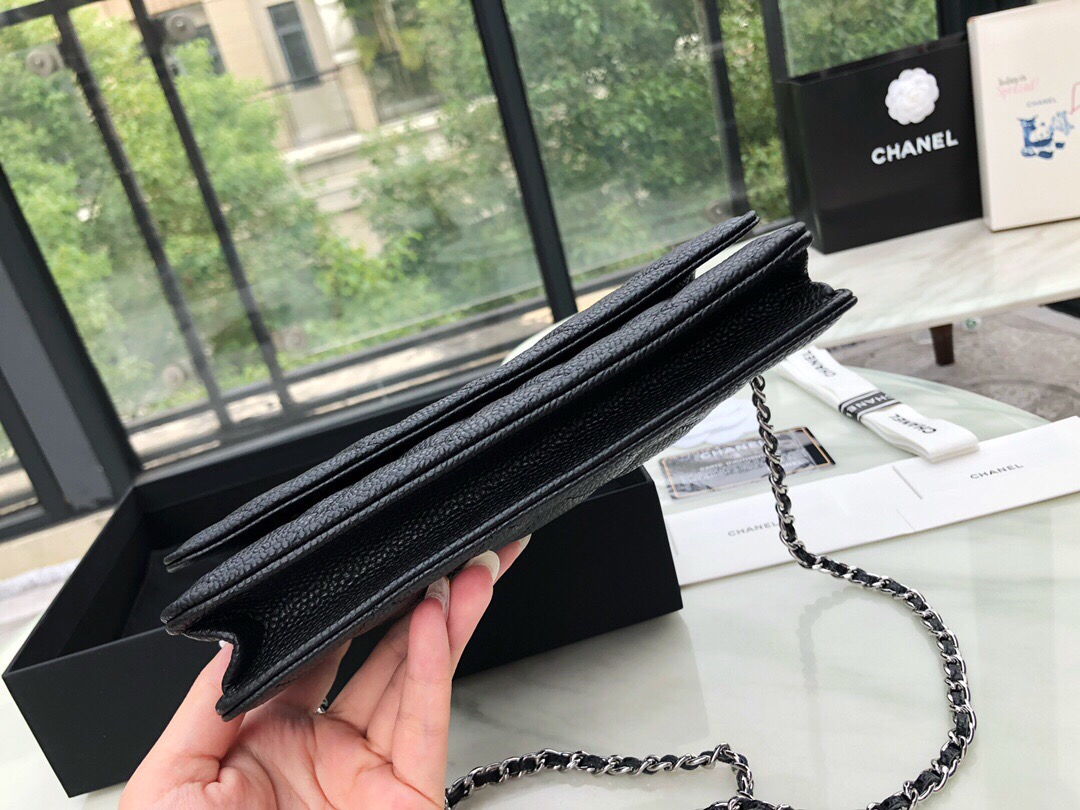 臺灣臺北市 WOC發財包 Chanel Wallet On Chain 魚子醬小牛皮