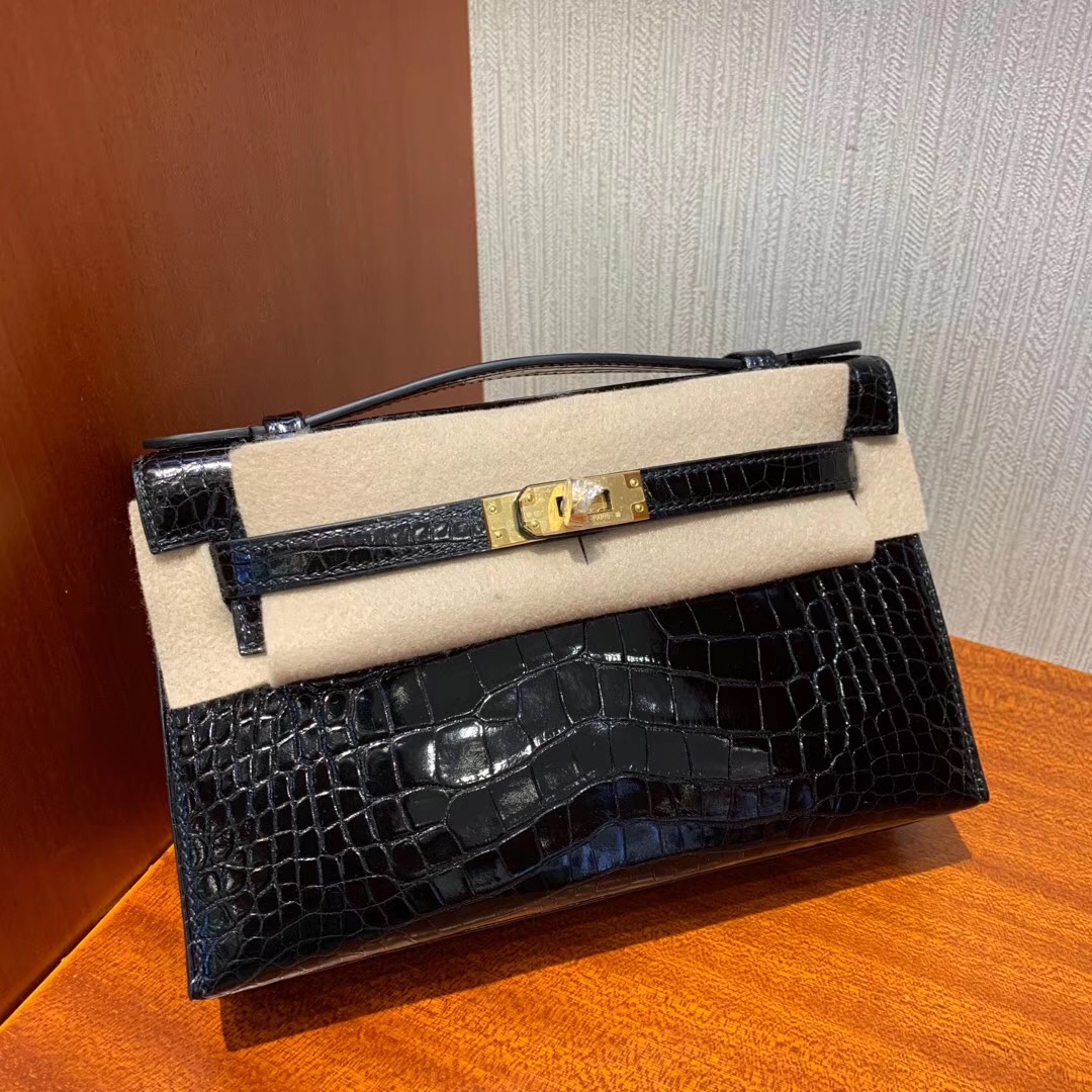 香港九龍半島愛馬仕定制價格 Hermes Mini Kelly pochette 22cm 亮面方塊 美洲鱷