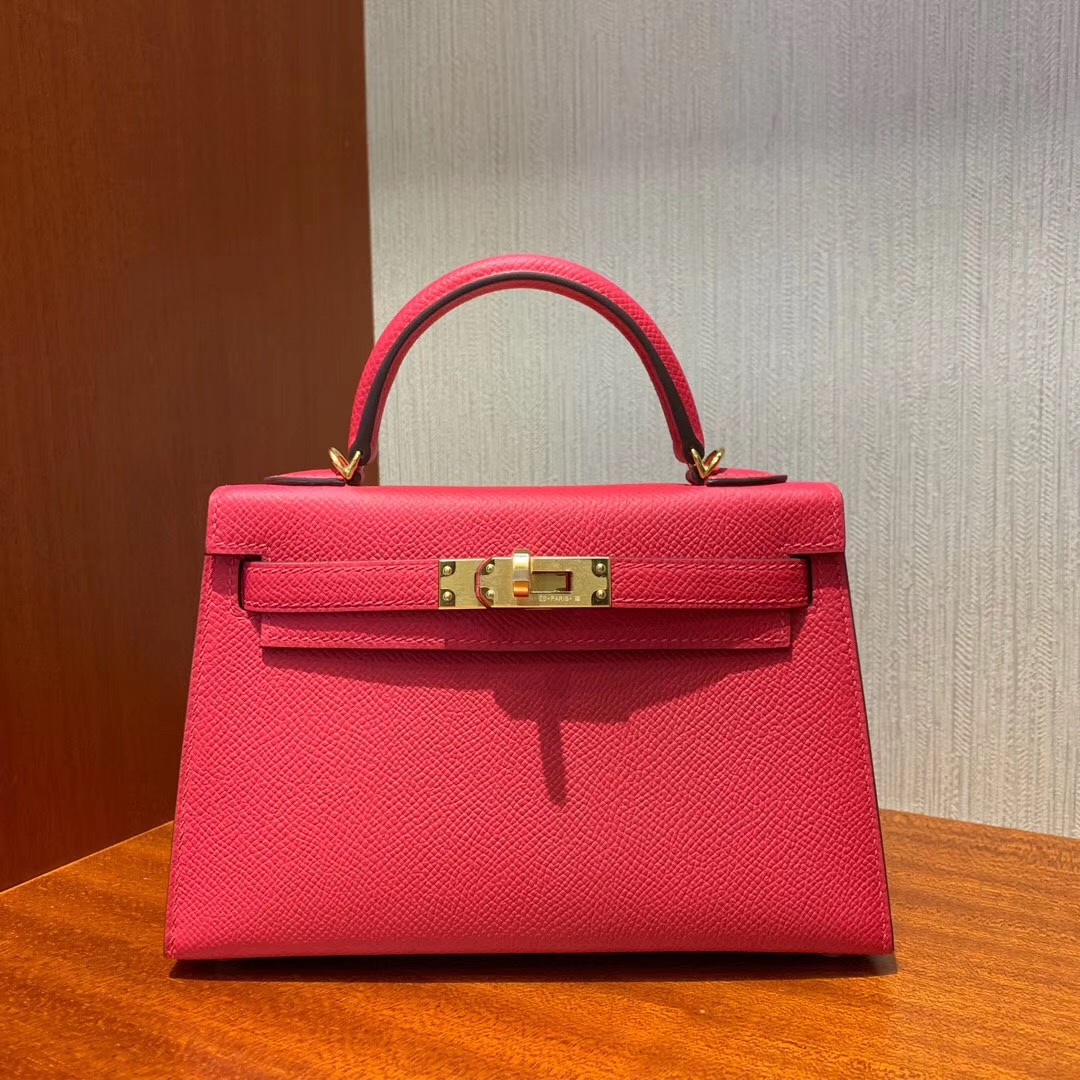 愛馬仕悉尼國際機場專賣店 Hermes MINI Kelly 2代 Epsom I6 極致粉 Rose Extreme