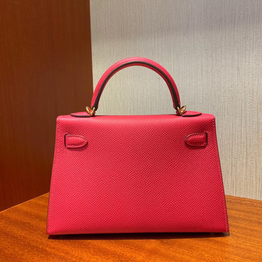 愛馬仕悉尼國際機場專賣店 Hermes MINI Kelly 2代 Epsom I6 極致粉 Rose Extreme