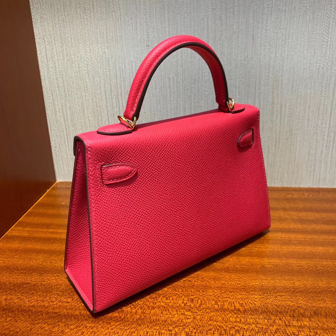 愛馬仕悉尼國際機場專賣店 Hermes MINI Kelly 2代 Epsom I6 極致粉 Rose Extreme