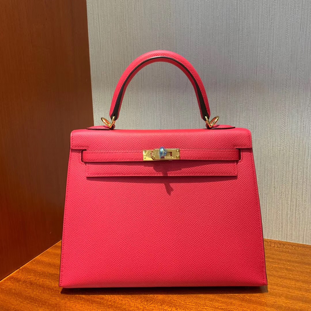 USA Hermes Kelly 25cm Epsom I6 極致粉 Rose Extreme 禦用原廠小牛皮