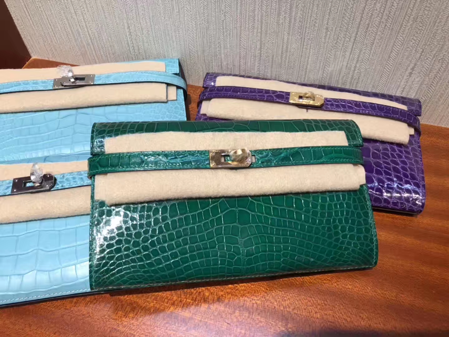 深水埗區 愛馬仕凱莉錢夾 Hermes Kelly Wallet 6Q翡翠綠 Vert emeraude 美洲鱷