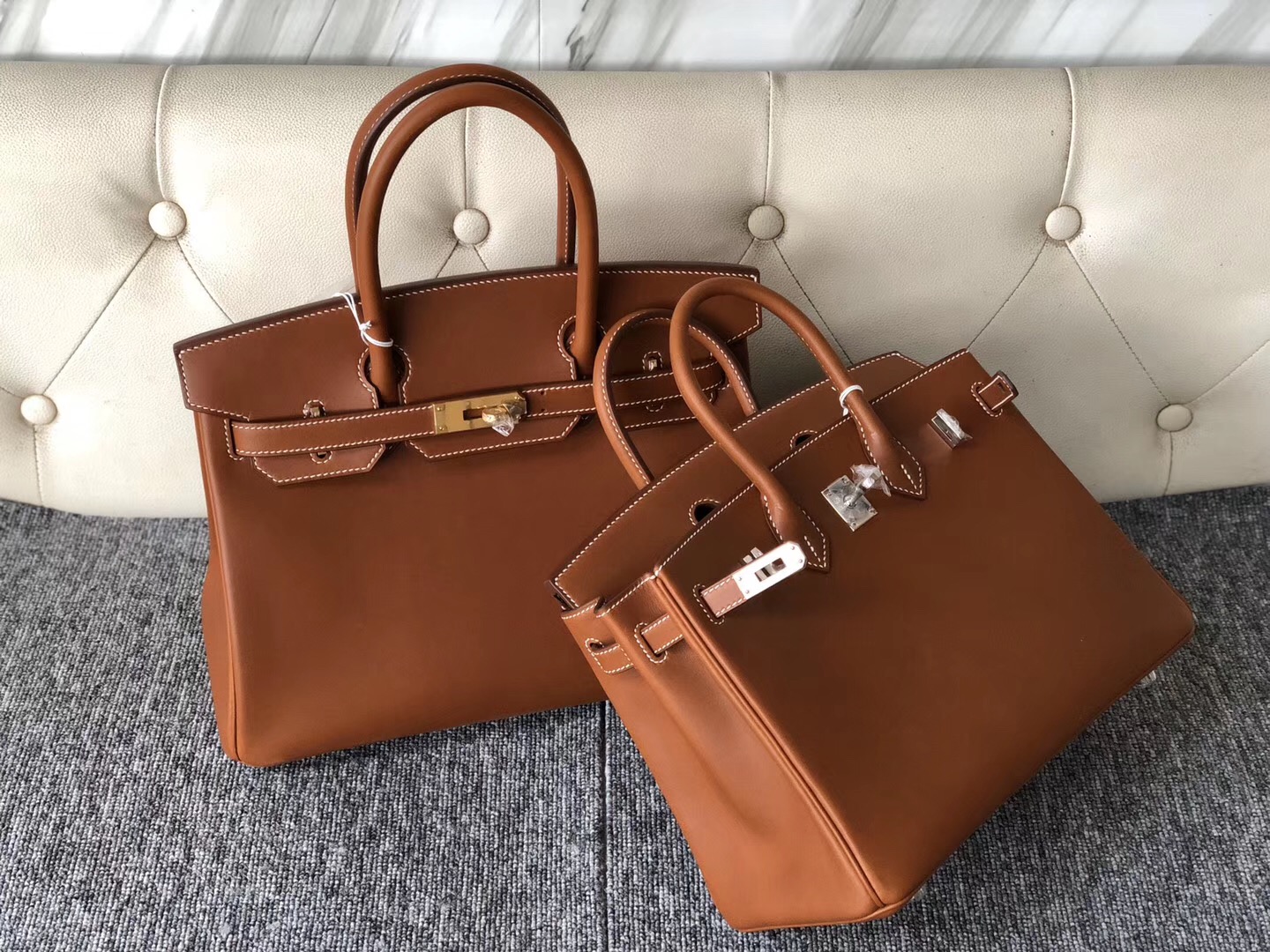 愛馬仕馬鞍皮和牛皮哪個好 Hermes Birkin 25cm 馬鞍皮 Barenia Natural CK37金棕色