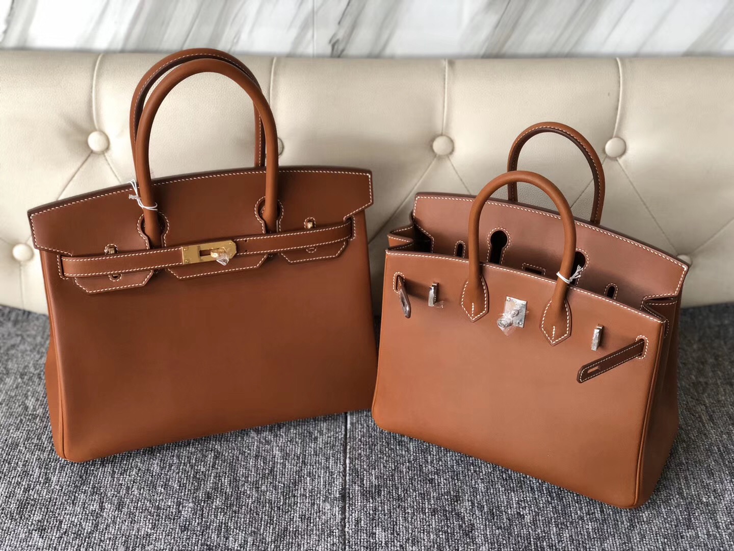 愛馬仕馬鞍皮和牛皮哪個好 Hermes Birkin 25cm 馬鞍皮 Barenia Natural CK37金棕色