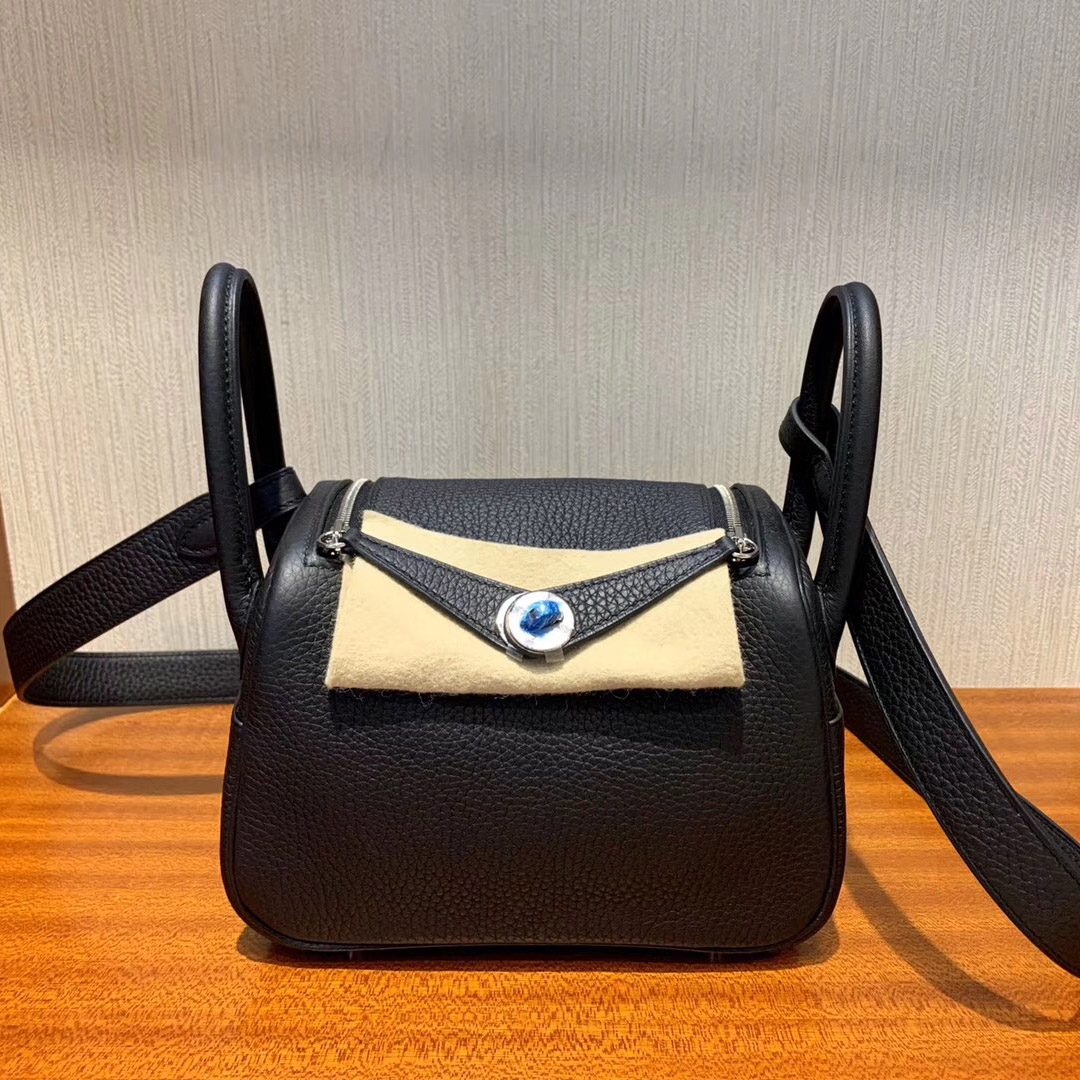 愛馬仕lindy迷妳19尺寸 Hermes mini Lindy taurillon Clemence leather CC89黑色