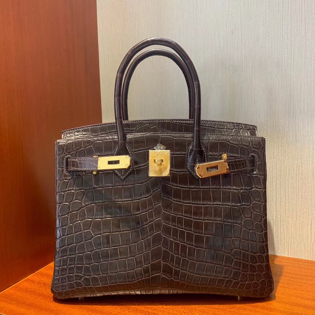 香港深水埗區 Hermes Birkin 30cm CK47巧克力色 Coffee Matte Noir Crocodile 尼羅鱷