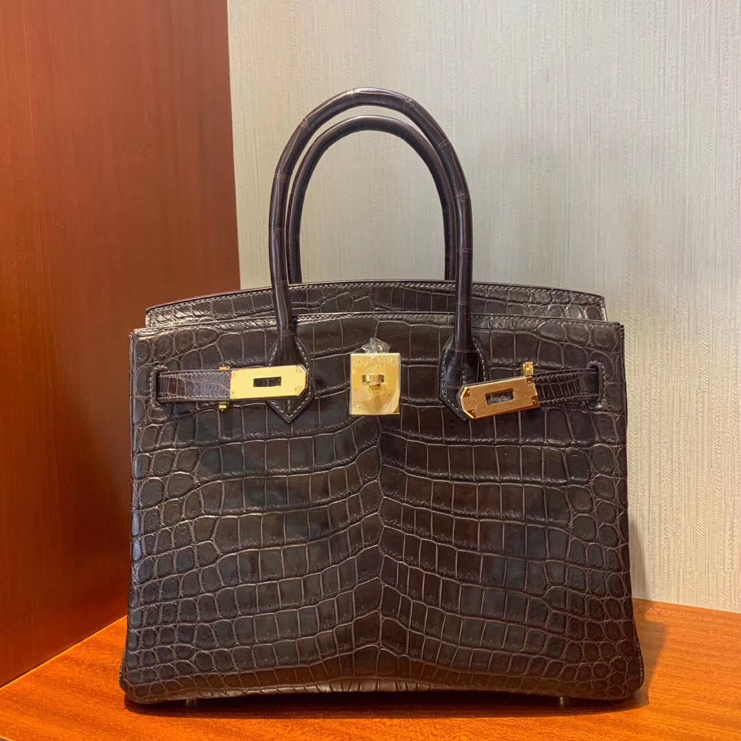 香港深水埗區 Hermes Birkin 30cm CK47巧克力色 Coffee Matte Noir Crocodile 尼羅鱷