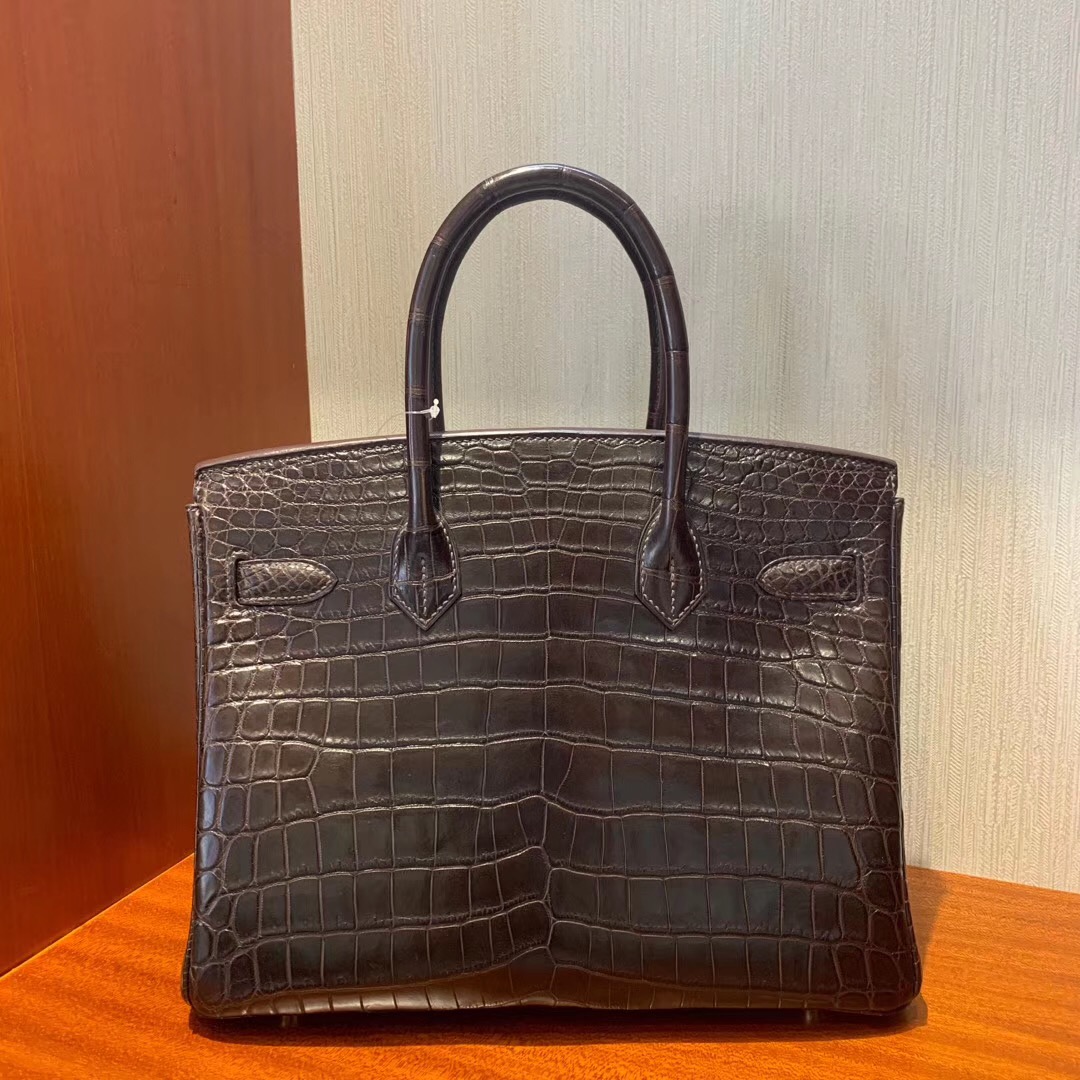 香港深水埗區 Hermes Birkin 30cm CK47巧克力色 Coffee Matte Noir Crocodile 尼羅鱷