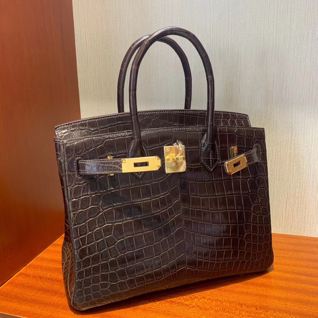 香港深水埗區 Hermes Birkin 30cm CK47巧克力色 Coffee Matte Noir Crocodile 尼羅鱷