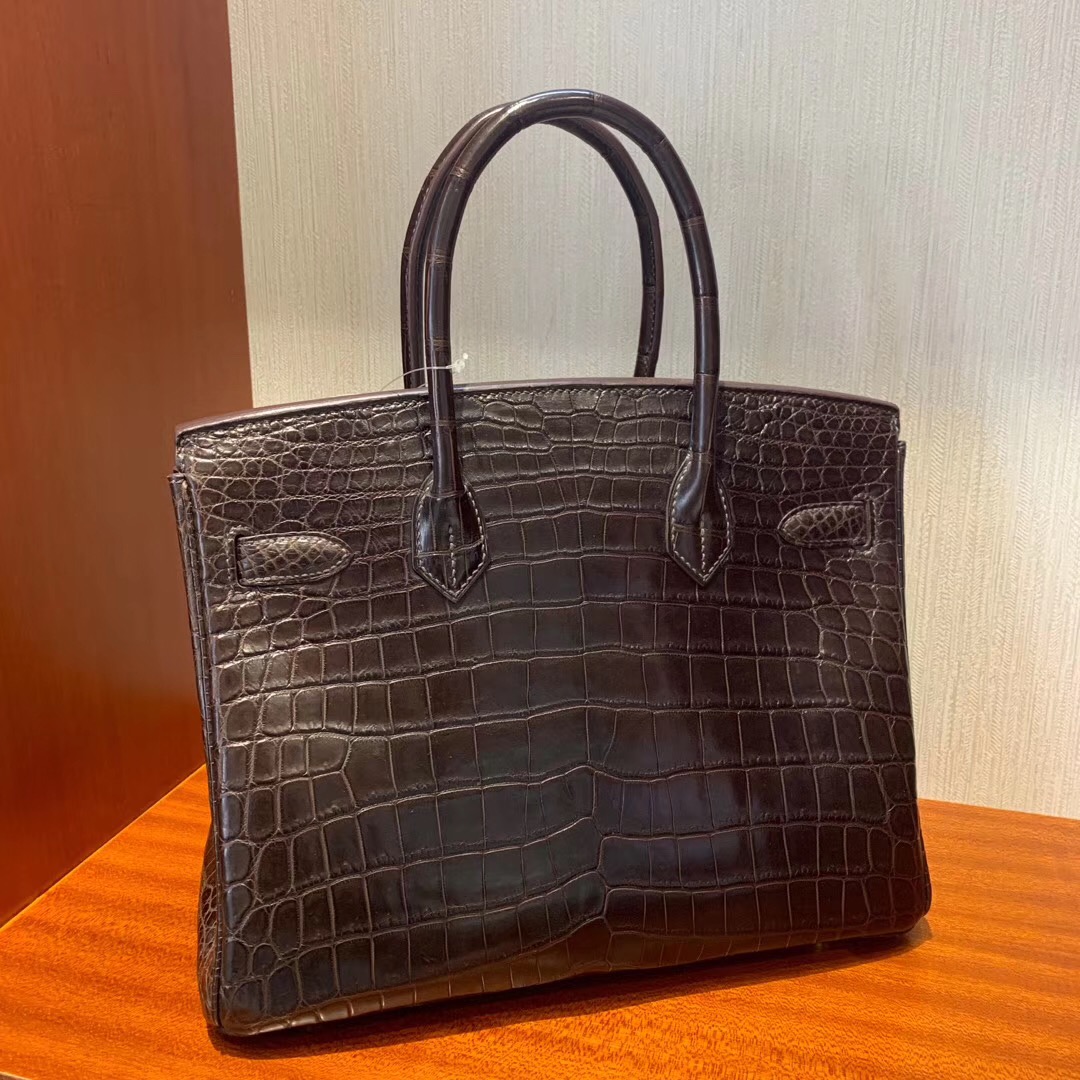 香港深水埗區 Hermes Birkin 30cm CK47巧克力色 Coffee Matte Noir Crocodile 尼羅鱷