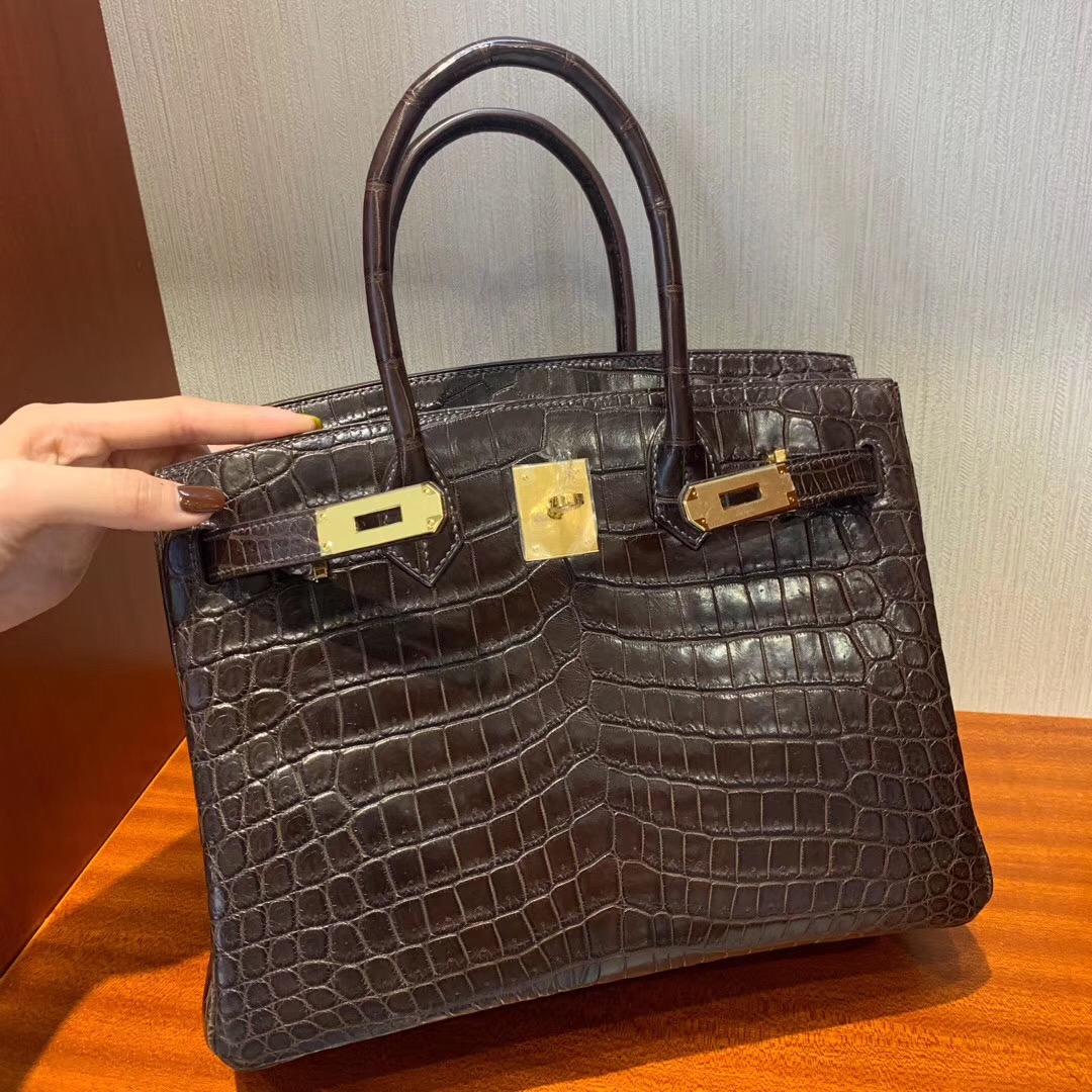 香港深水埗區 Hermes Birkin 30cm CK47巧克力色 Coffee Matte Noir Crocodile 尼羅鱷