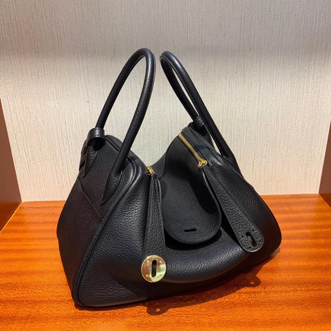 愛馬仕琳迪包官網價格 Hermes Lindy 26cm CK89黑色 禦用TC大牛皮 taurillon Clemence