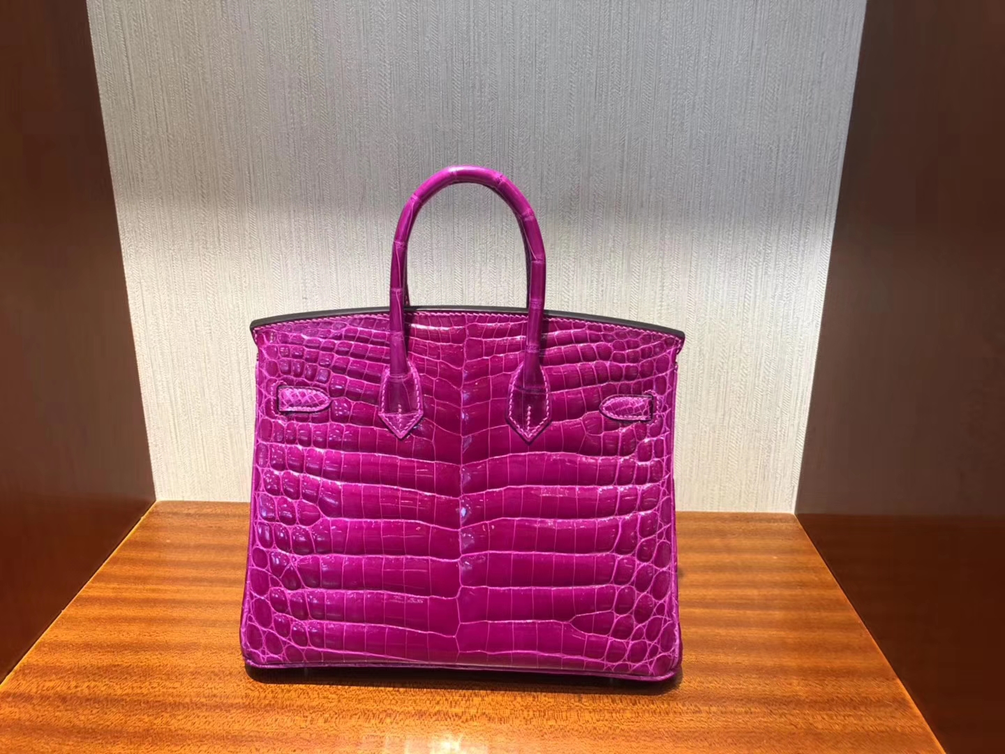 Hermes Birkin 25cm Shiny Alligator Crocodile 拱珠鳄 美洲鳄鱼 J5天方夜谭粉紫