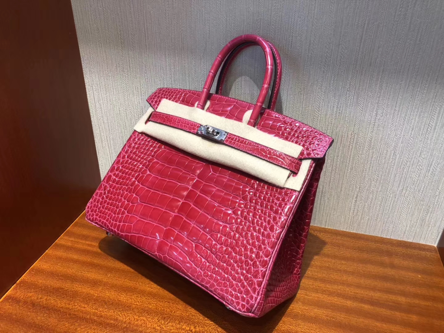 九龍城區 愛馬仕鉑金包價格 Hermes Birkin 25cm I6極致粉Rose Extreme 拱珠美洲鱷