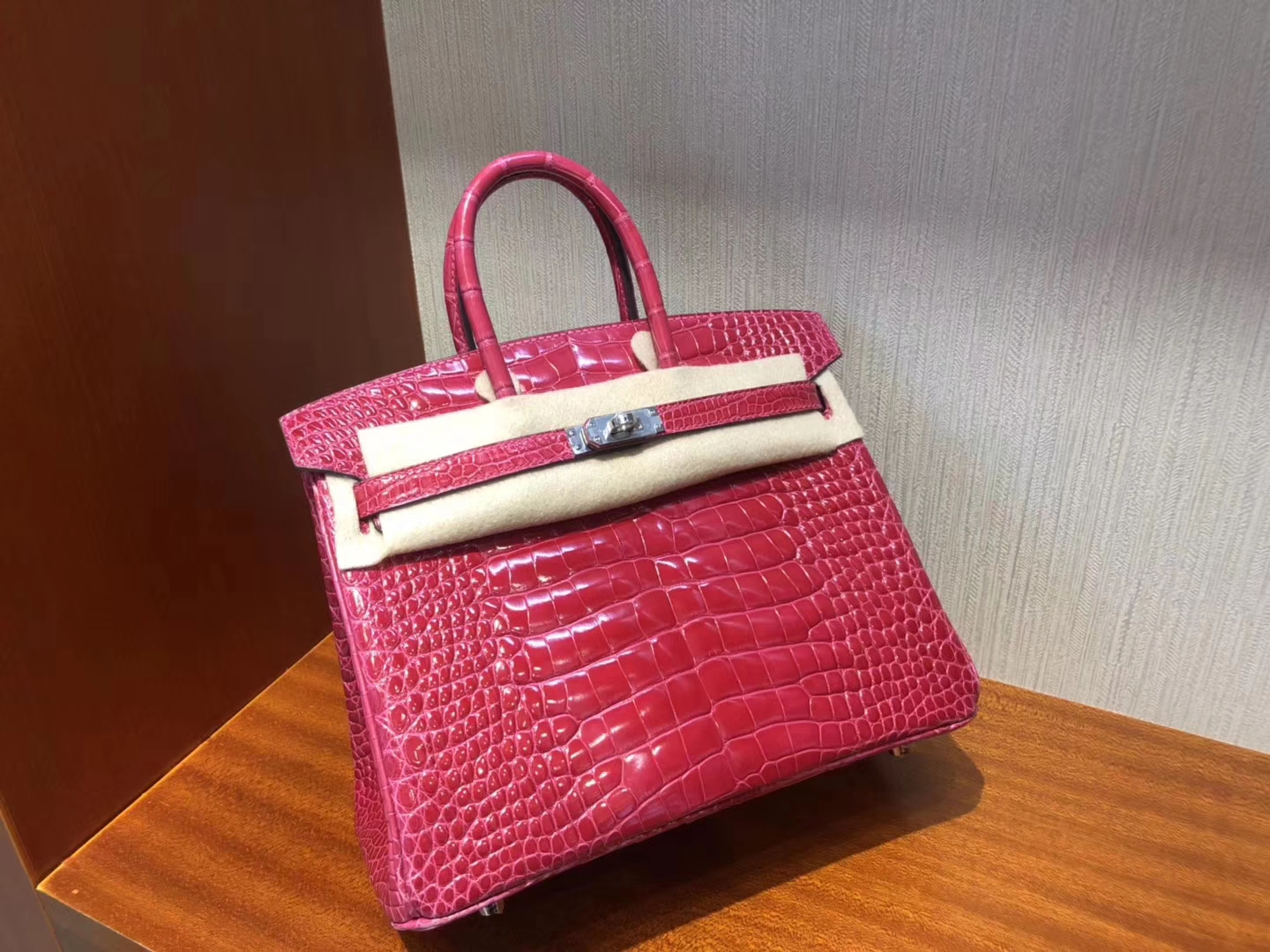 九龍城區 愛馬仕鉑金包價格 Hermes Birkin 25cm I6極致粉Rose Extreme 拱珠美洲鱷