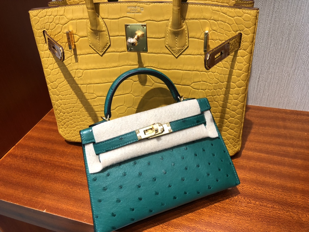 臺灣臺北市 愛馬仕迷妳凱莉包 Hermes Mini kelly 2代 Z6孔雀綠 malachite Ostrich