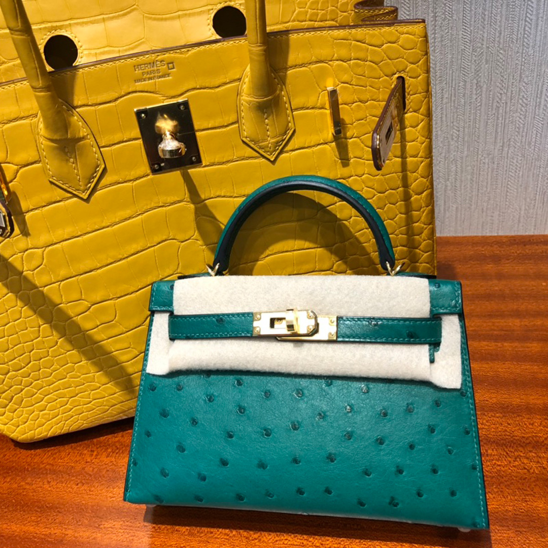 臺灣臺北市 愛馬仕迷妳凱莉包 Hermes Mini kelly 2代 Z6孔雀綠 malachite Ostrich