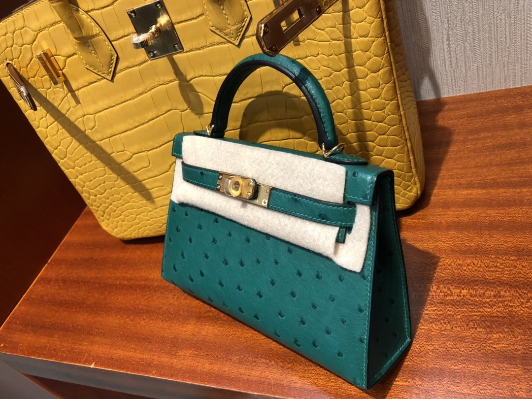 臺灣臺北市 愛馬仕迷妳凱莉包 Hermes Mini kelly 2代 Z6孔雀綠 malachite Ostrich