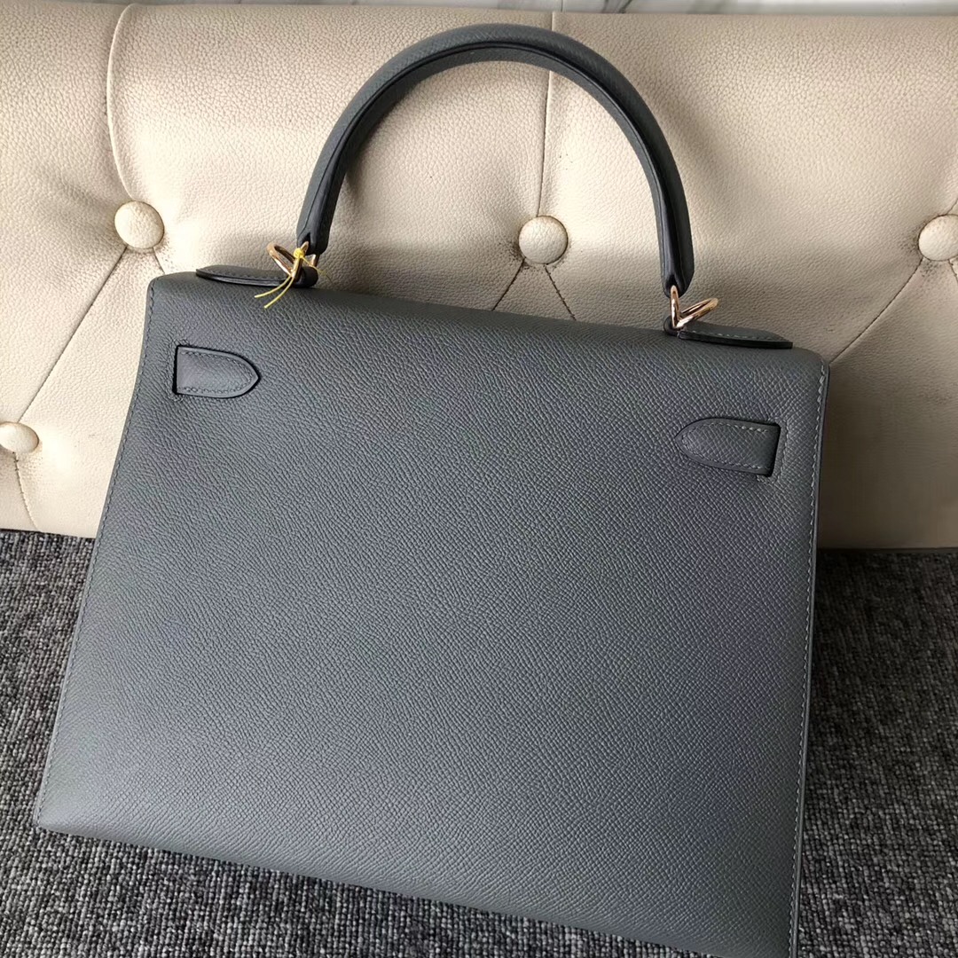 爱马仕杏绿色凯莉包 Hermes Kelly 25cm Epsom CC63杏绿色 VERT AMANDE