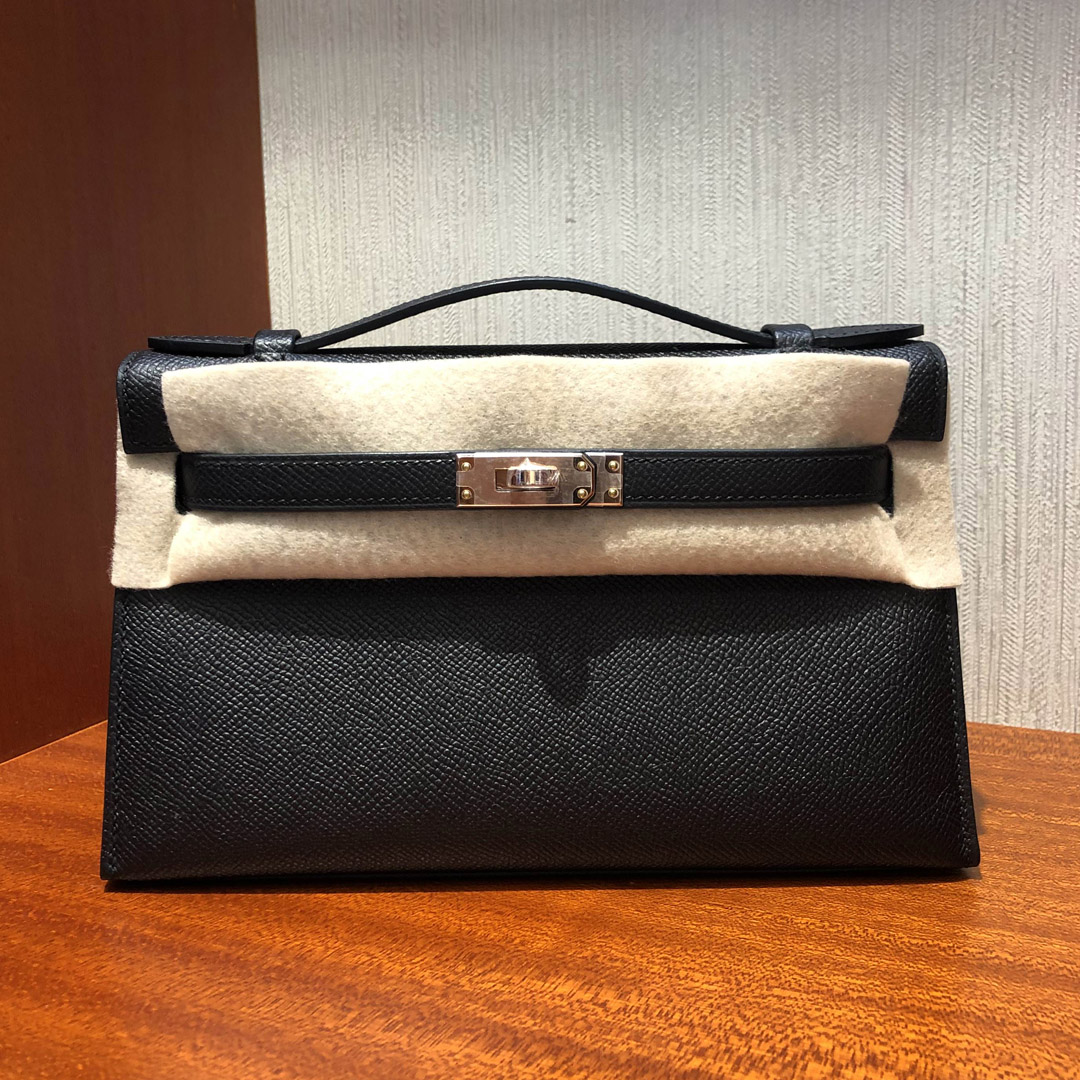 愛馬仕迷妳凱莉壹代 Hong Kong Hermes MiniKelly pochette CK89黑色 玫瑰金扣