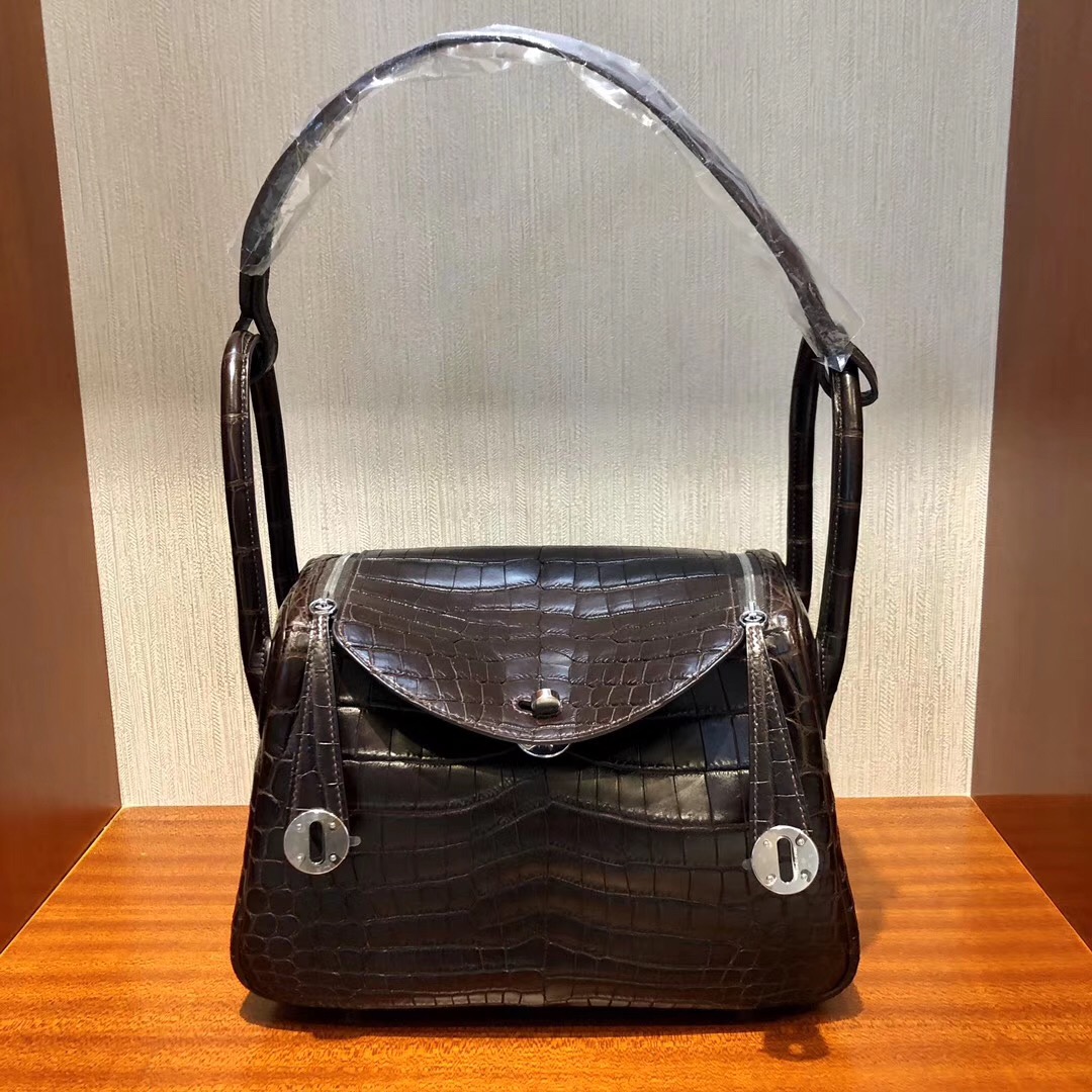 Hermes Lindy 26cm Matte Nilo Crocodile CK47 Coffee 巧克力色尼羅鱷