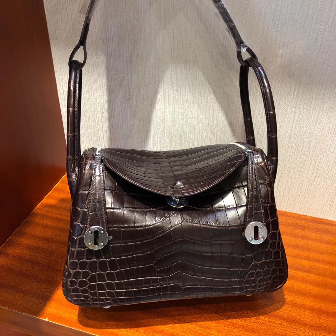 Hermes Lindy 26cm Matte Nilo Crocodile CK47 Coffee 巧克力色尼羅鱷