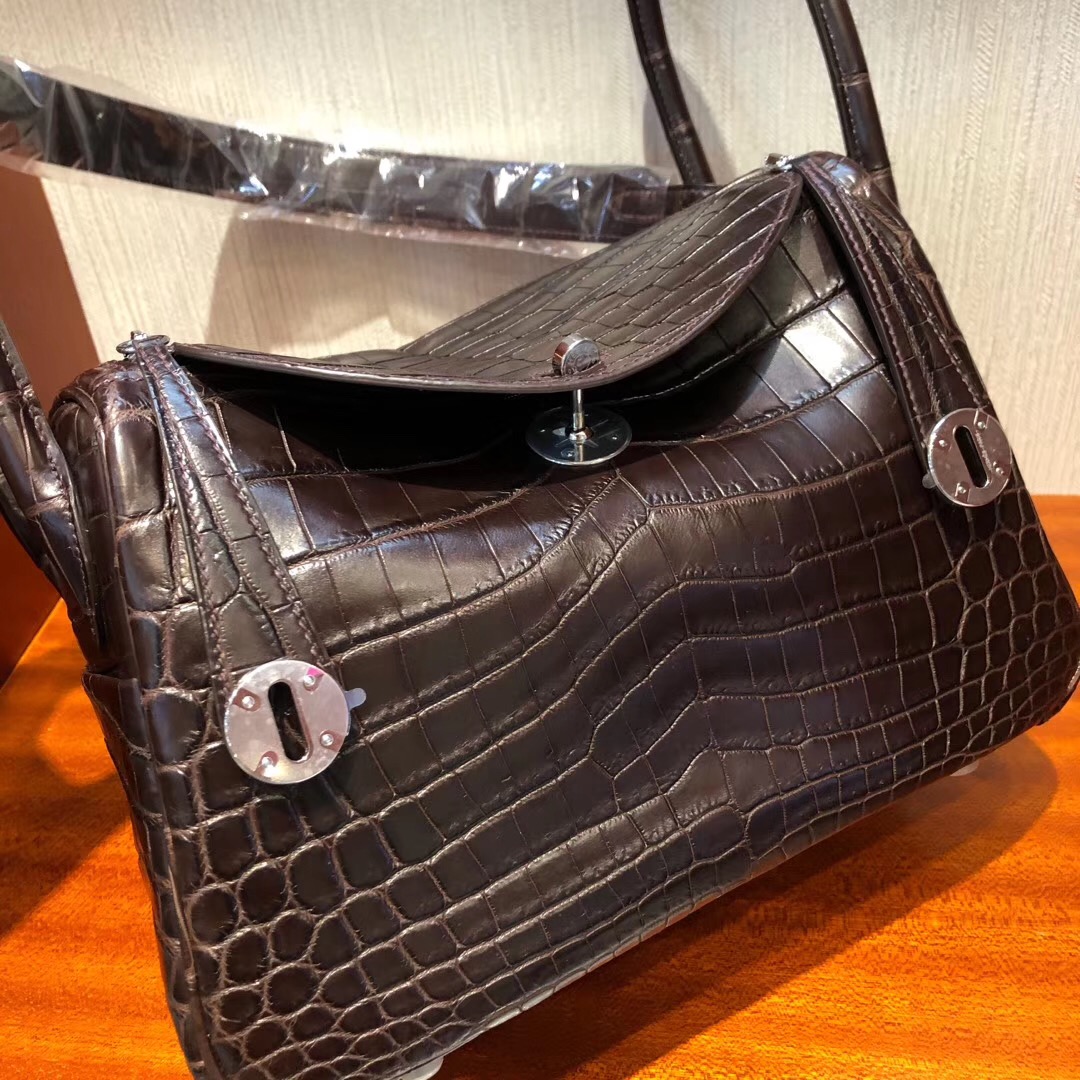 Hermes Lindy 26cm Matte Nilo Crocodile CK47 Coffee 巧克力色尼羅鱷