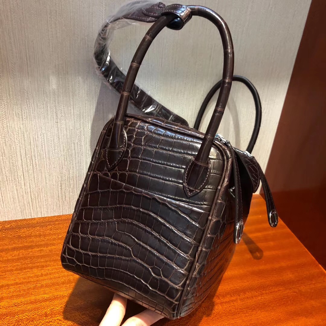 Hermes Lindy 26cm Matte Nilo Crocodile CK47 Coffee 巧克力色尼羅鱷