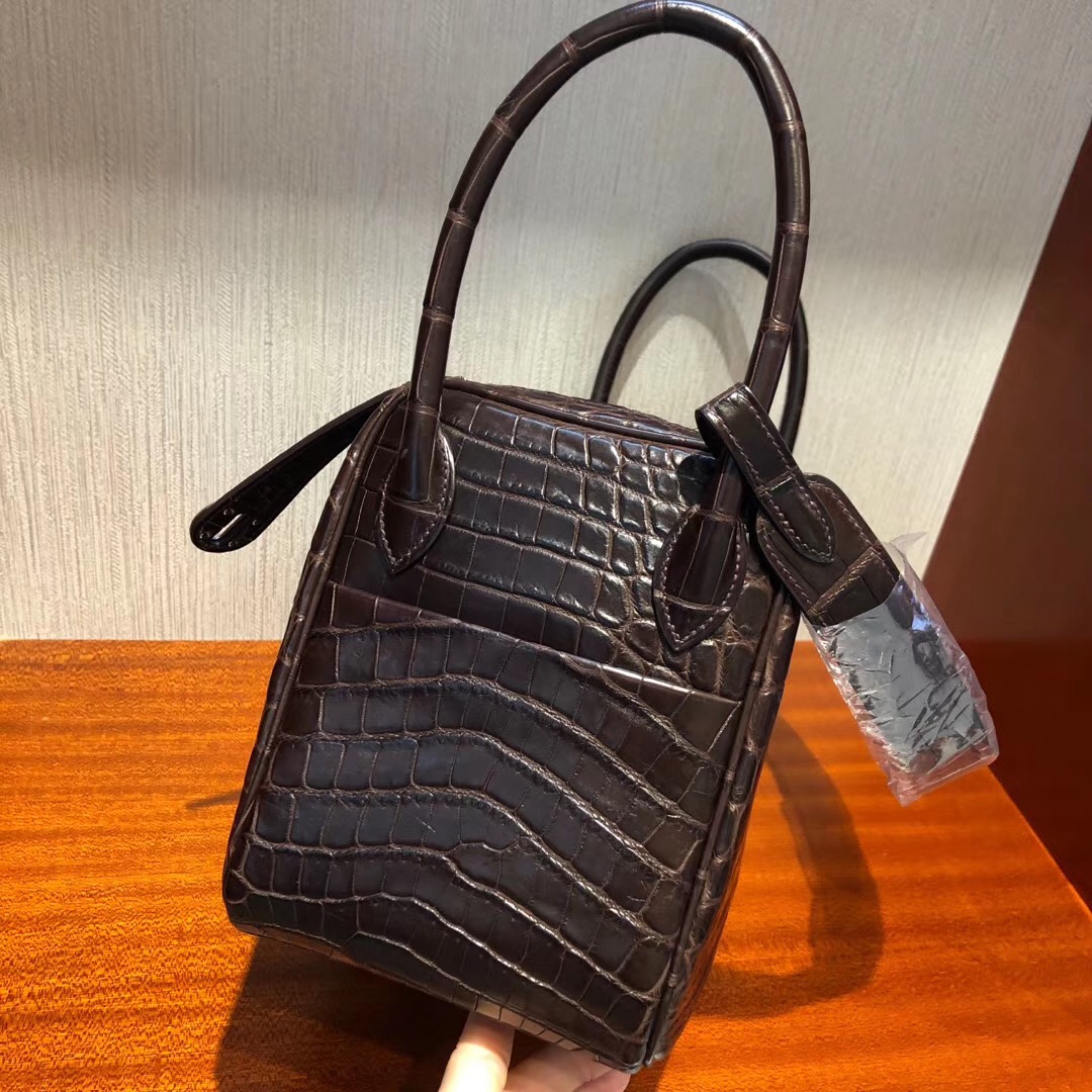 Hermes Lindy 26cm Matte Nilo Crocodile CK47 Coffee 巧克力色尼羅鱷