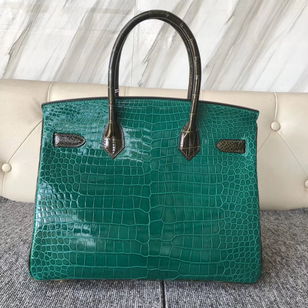 愛馬仕包包香港官網 Hermes Birkin 30cm Hss倒V澳洲灣鱷6Q翡翠綠 /6H橄欖綠