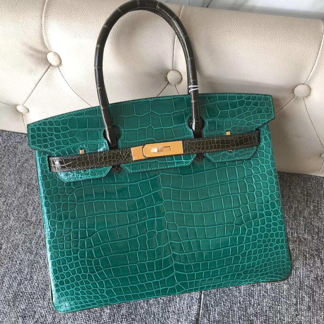 愛馬仕包包香港官網 Hermes Birkin 30cm Hss倒V澳洲灣鱷6Q翡翠綠 /6H橄欖綠