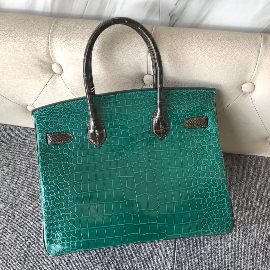 愛馬仕包包香港官網 Hermes Birkin 30cm Hss倒V澳洲灣鱷6Q翡翠綠 /6H橄欖綠