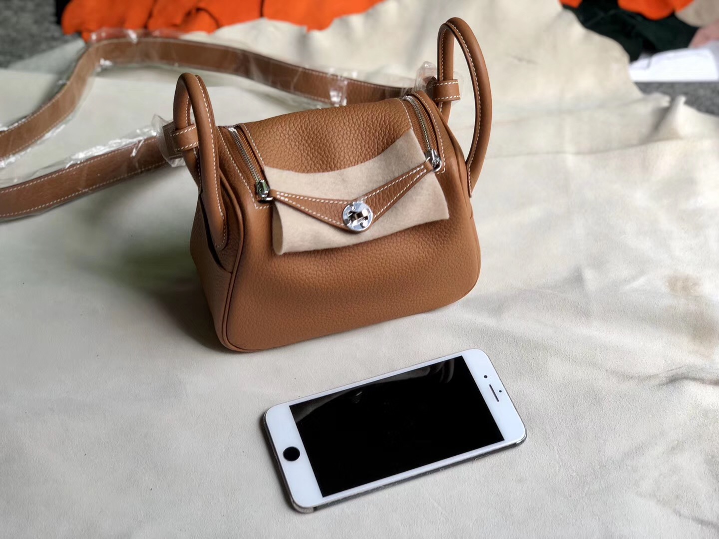 臺灣臺北市 新北市 Hermes Mini Lindy CK80珍珠灰 Pearl Grey 禦用原裝TC大牛皮