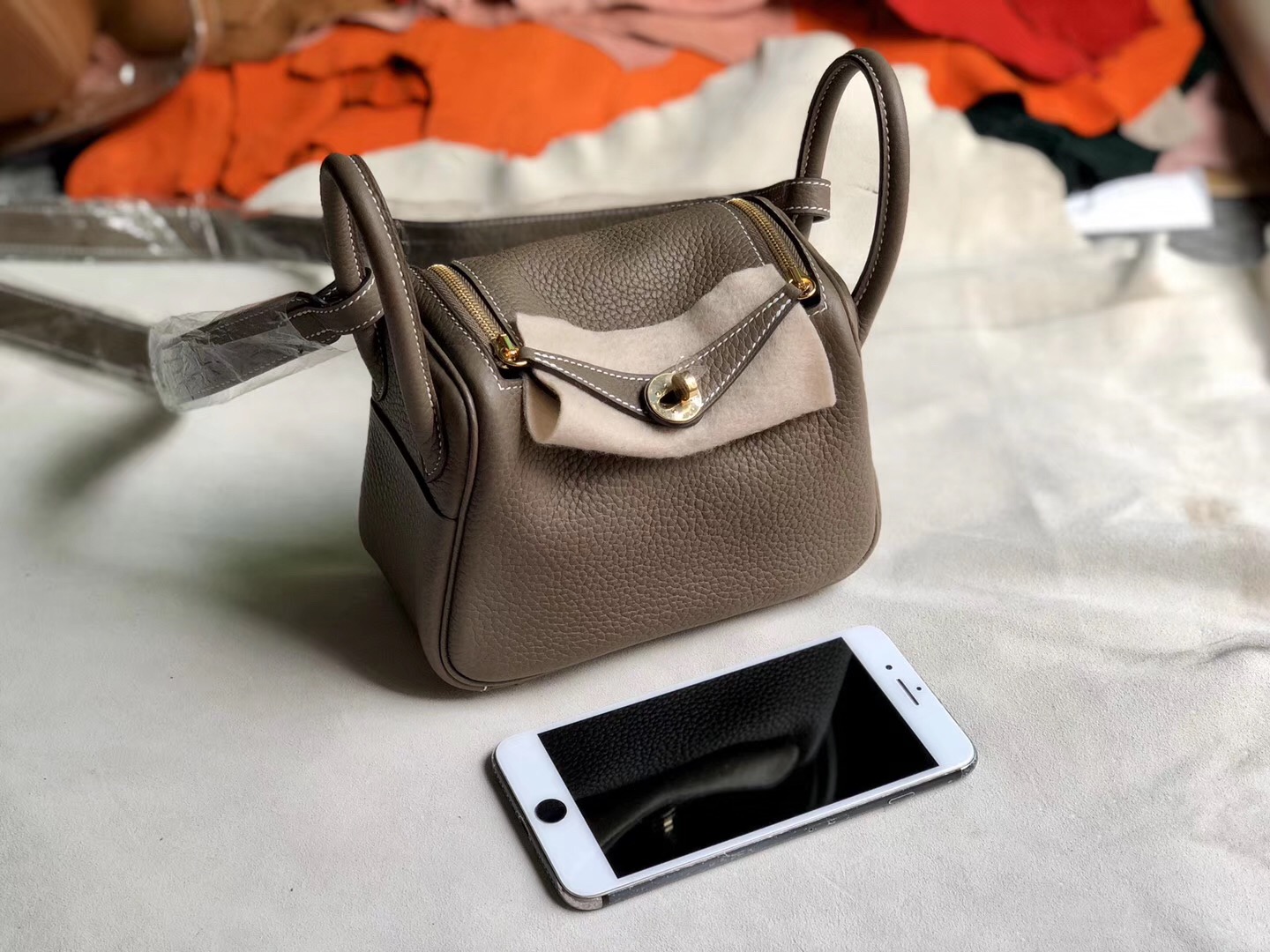 臺灣臺北市 新北市 Hermes Mini Lindy CK80珍珠灰 Pearl Grey 禦用原裝TC大牛皮